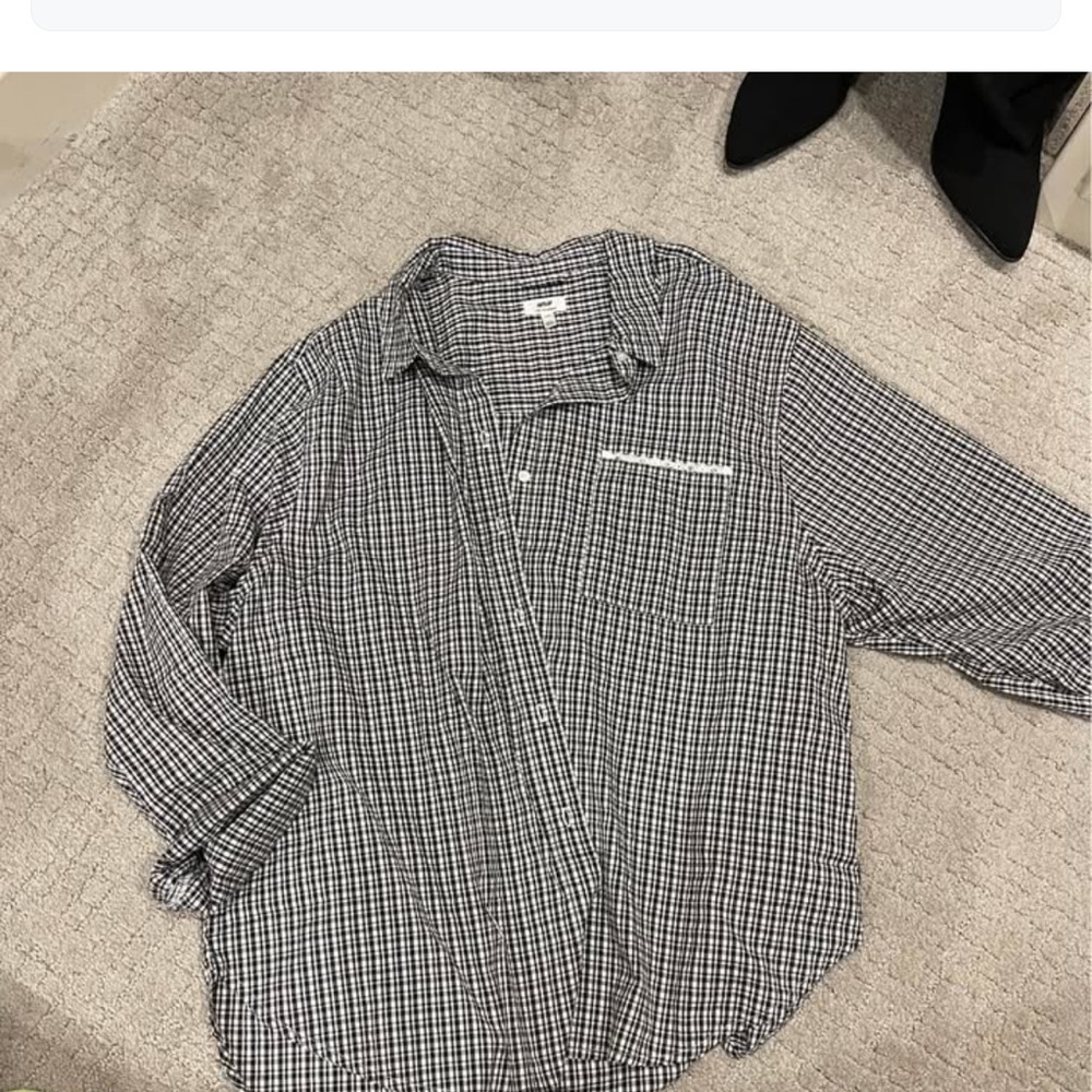 Aerie Black and White Checkered Button Down Shirt